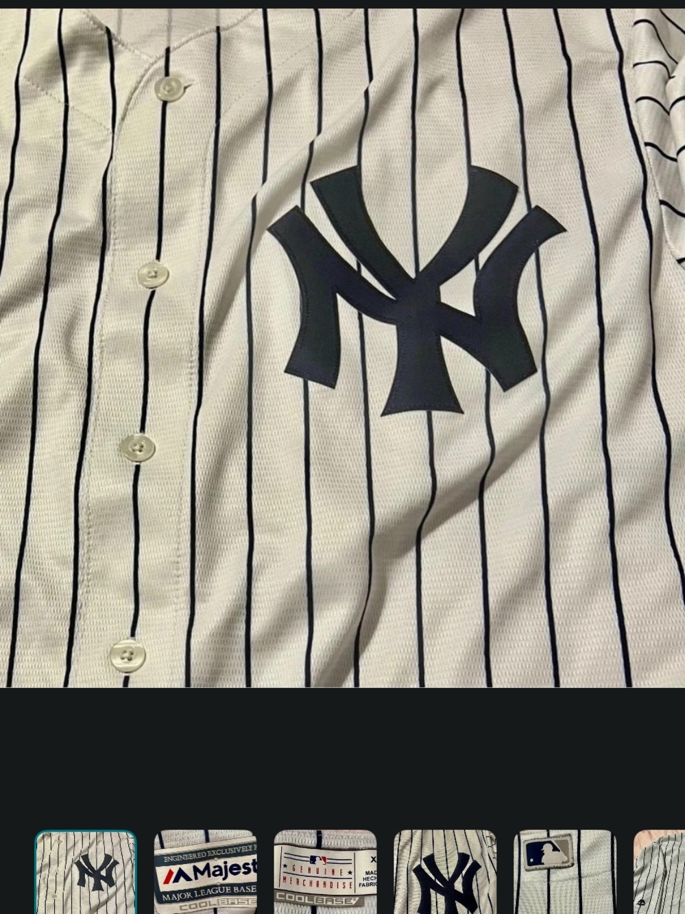 Majestic White & Navy Pinstripe Men’s Baseball Jersey- Vintage!